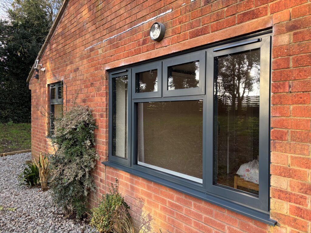 Anthracite grey 7016 aluminium window installed by Eco Windows in Warwickshire