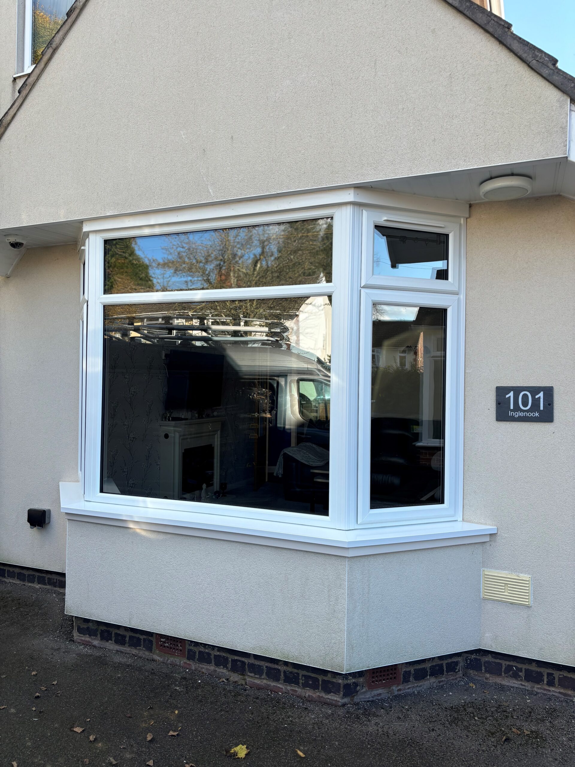 White uPVC bay window installed by Eco Windows